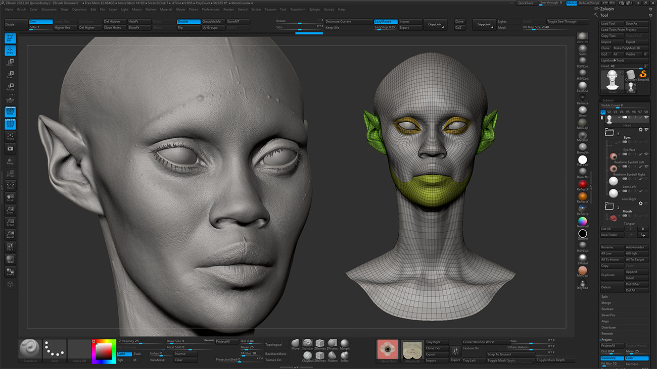 Download our Zbrush elf model female 3d sculpt